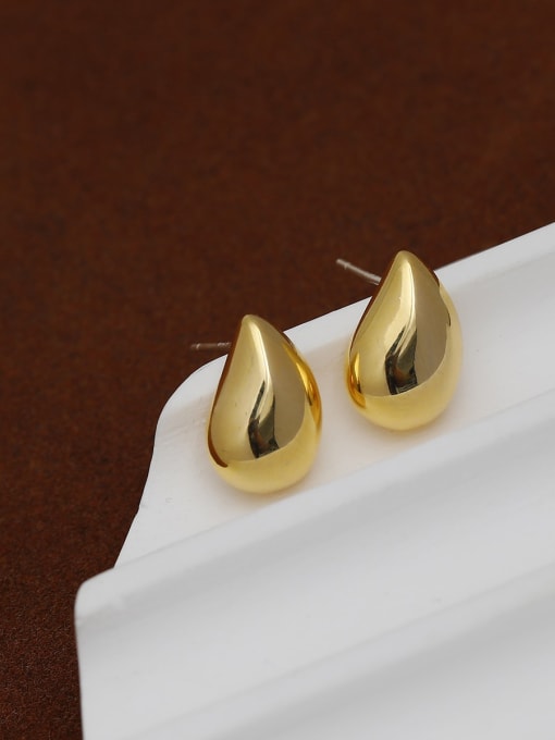 18k gold [925 silver needle] Brass Water Drop Trend Stud Earring